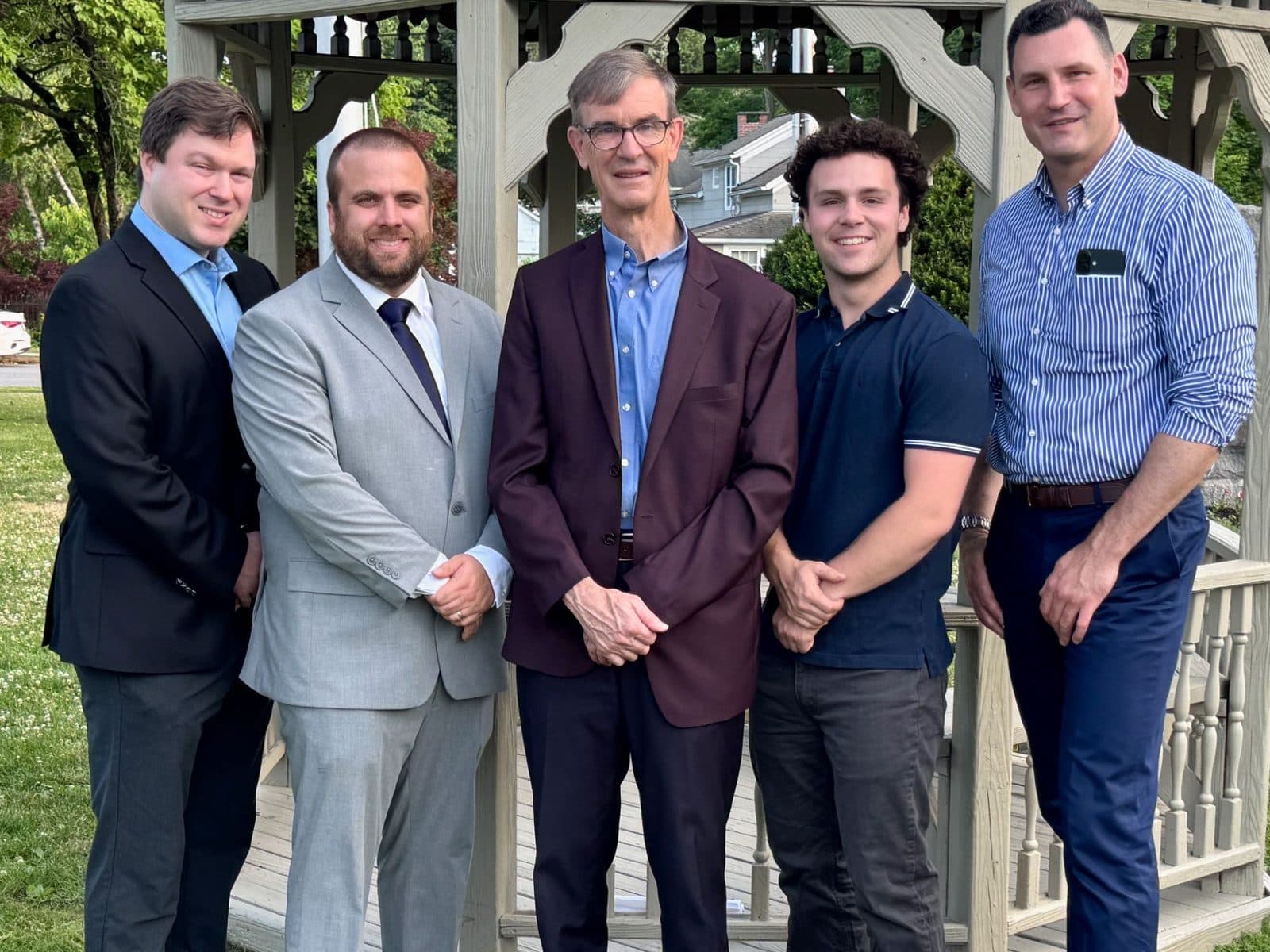 The 2026 Hyde Park Democratic slate, left to right: Gregory Komar, Marc Prine, Russell Urban-Mead, Rogerrio Rodriguez, Paul Donnelly